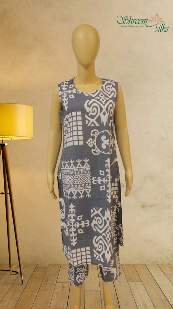 Grey & White Abstract Prints Cord Set - Image 2