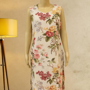 Cream with Floral Prints Cotton Cord Set