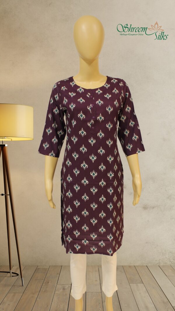 Purple with White Prints Kurta