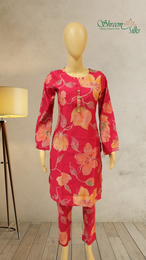 Rani Pink with Floral Prints & Cut Dana Work Cord Set