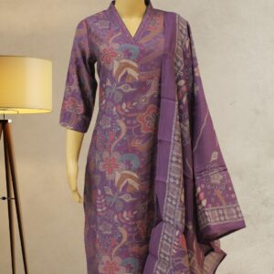 Purple with Floral Prints Kurta Set