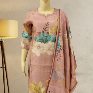 Mauve with Floral Prints Shimmer Kurta Set