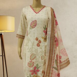 Lemon Yellow with Embroidery and Prints Cotton Kurta Set