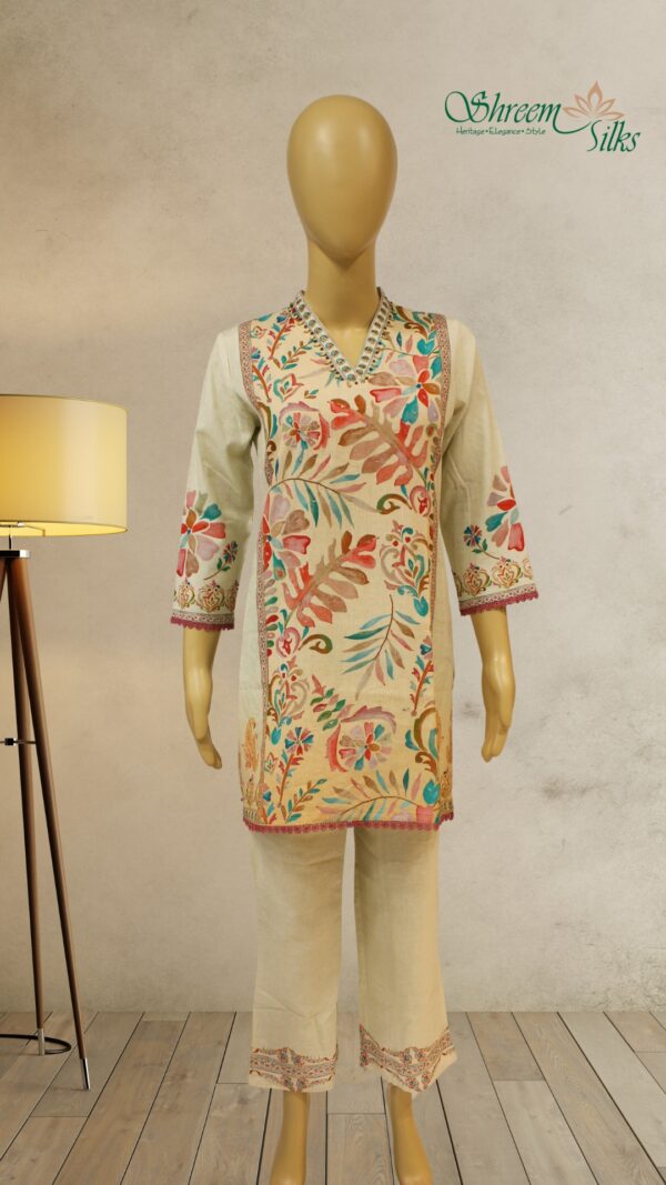 Multicolor Printed Linen Cord Set