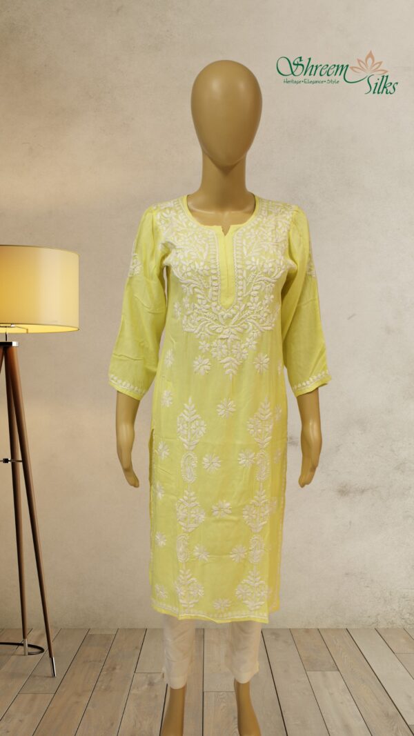 Lemon Yellow Chikankari  Kurta