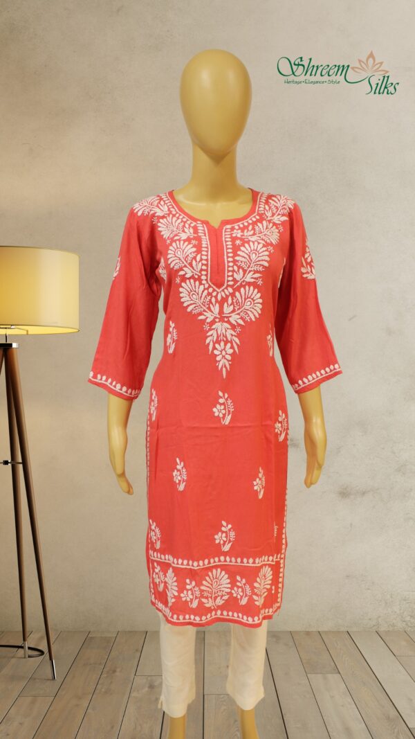 Orange Chikankari  Kurta