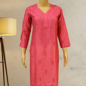 Fuschia Pink Chikankari Chanderi Kurta