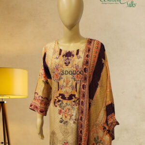 Alternative view of Chickoo & Purple Printed with Zardosi Work Kurta Set