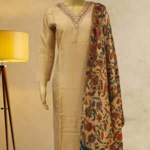 Chickoo with Beads & Zardosi Neck Embroidery Kuti Set