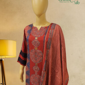Alternative view of Red & Blue Ajrak Print Kurta Set