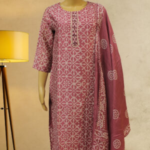 Pink Batik Print Kurta Set