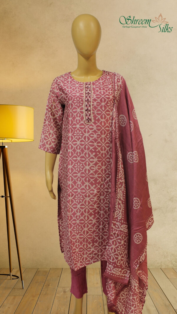 Pink Batik Print Kurta Set