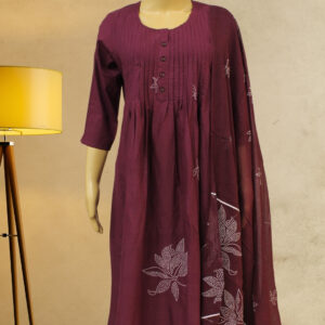 Purple printed Kurta Set