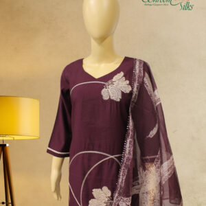 Alternative view of Wine and Beige with Thread Work Kurta Set