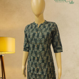 Alternative view of Bottle Green Kurta with Vintage Prints