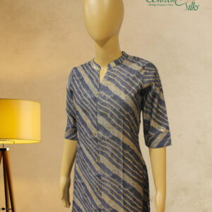 Alternative view of Blue and Grey Diagonal Strips A line Kurta