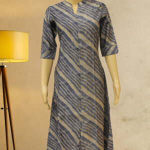 Blue and Grey Diagonal Strips A line Kurta