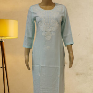Pale Turquoise with white thread work Kurta