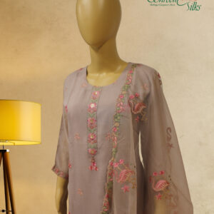 Alternative view of Light Brown with Pink Thread work Designer Kurta Set