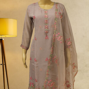 Light Brown with Pink Thread work Designer Kurta Set