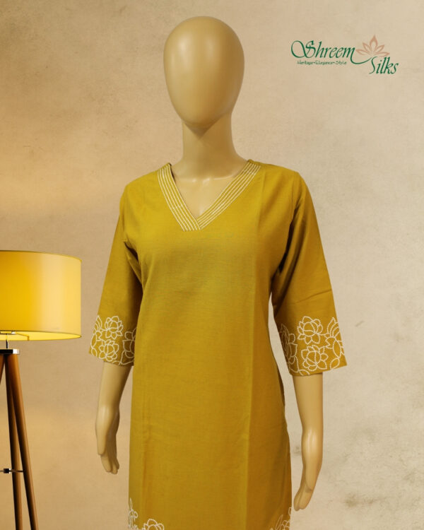 Mustard with white thread work Cord Set - Image 2