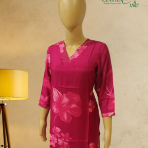 Alternative view of Rani Pink with Floral Prints Kurta
