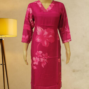 Rani Pink with Floral Prints Kurta