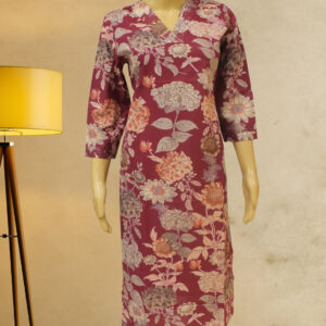 Mauve Floral Printed with Sequence work Kurta