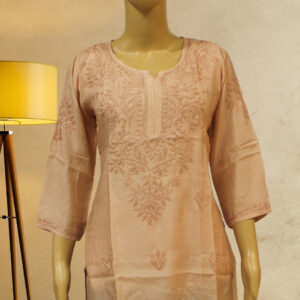 Alternative view of Chikoo lucknow Chikan work short Kurti