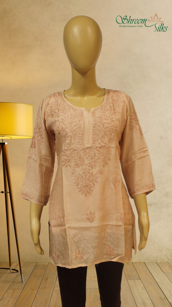 Chikoo lucknow Chikan work short Kurti - Image 2