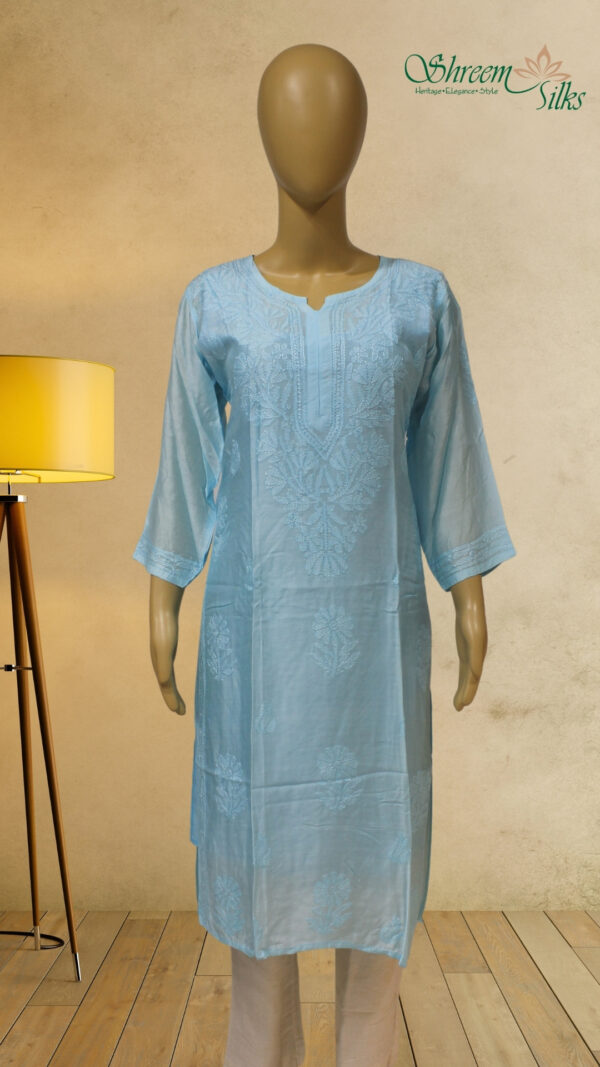 Sky Blue Lucknow Chikan work Kurta