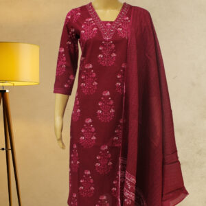 Magenta & White with Sequence Work Kurta Set