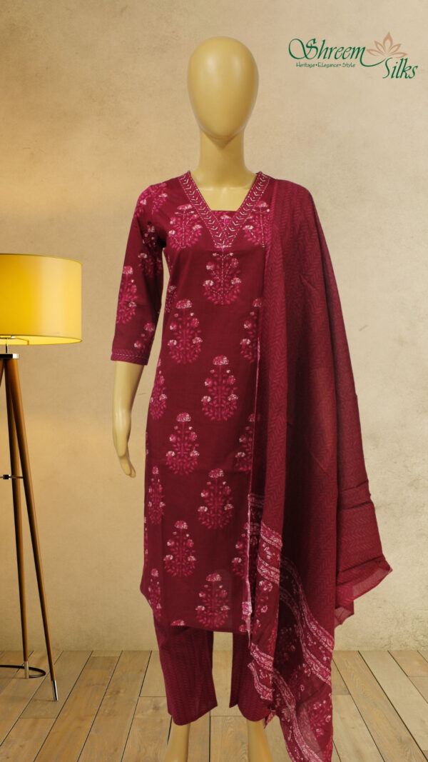 Magenta & White with Sequence Work Kurta Set