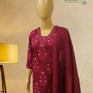 Alternative view of Magenta & White with Sequence Work Kurta Set