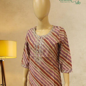 Alternative view of Multicolour Diagonal Striped with Gota Patti Work Kurta