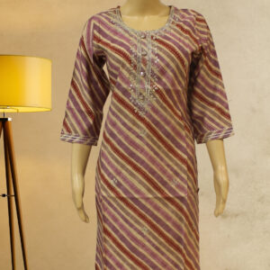 Multicolour Diagonal Striped with Gota Patti Work Kurta