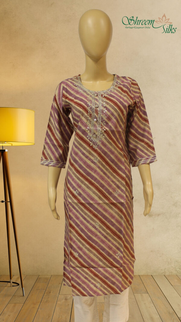 Multicolour Diagonal Striped with Gota Patti Work Kurta