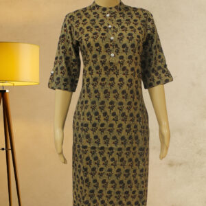 Green with Blue Floral Prints Kurta