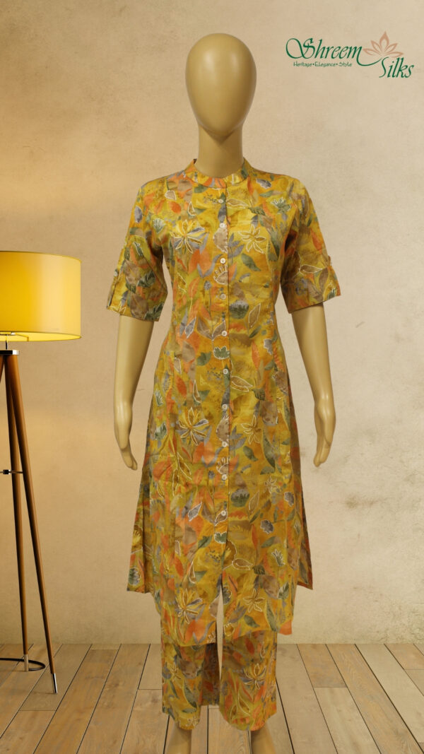 Mustard with Multicolor Prints Cord Set