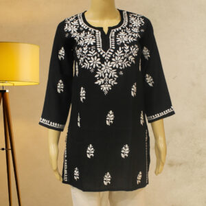 Alternative view of Black Chikankari Short Kurti