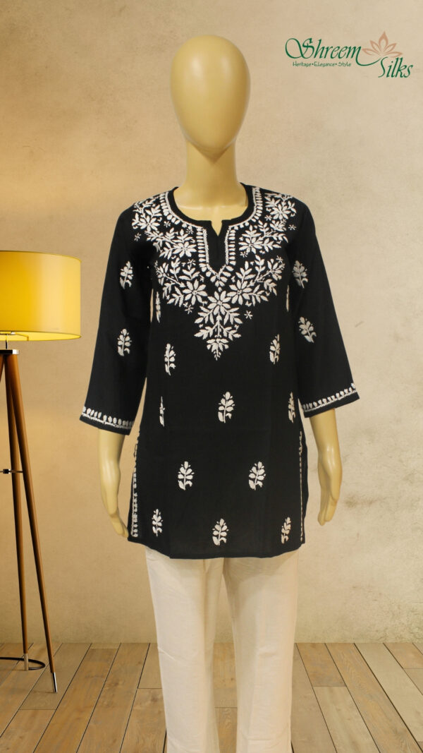 Black Chikankari Short Kurti - Image 2