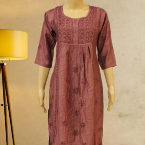 Brown Chanderi Chikankari Kurta