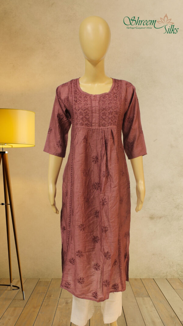 Brown Chanderi Chikankari Kurta