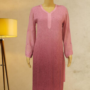 Lilac Chikankari Work Georgette Kurta with Slip