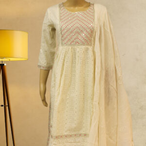 Cream Hakoba Cotton Anarkali Set