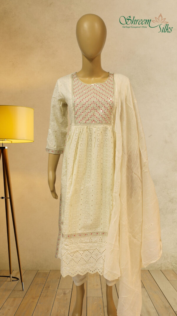 Cream Hakoba Cotton Anarkali Set