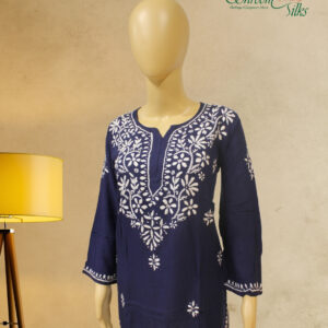 Navy Blue Chikankari Short  Kurti