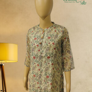 Alternative view of Beige with Pink Small Floral Prints Kurta