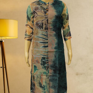 Peacock Green with Brown Leaves Prints Kurta