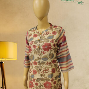 Alternative view of Beige with Maroon Floral Prints Kurta
